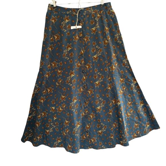 NWOT Toad & Co Skirt Manzana Pull-on Midi Women S Button 100% Organic Cotton 90s - Picture 2 of 16